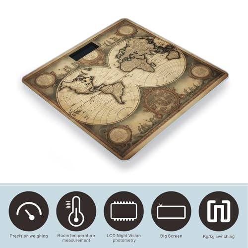 Báscula Digital con Mapa Mundial y Pantalla LCD Retroiluminada miniatura 3
