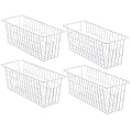 iPEGTOP Freezer Baskets, Set of 4 Farmhouse Metal Wire Basket Freezer Storage Wire Baskets Organizer Wire Storage Basket for Kitchen Pantry Organizer Bins (White)
