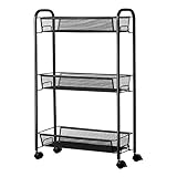 【Einfach zu montieren und zu reinigen】 Der Wagen nimmt die Demontage und Montagestruktur an, so dass Sie ihn nach den Anweisungen selbst montieren können und den Spaß am Zusammenbau von Produkten genießen. Das Design des Gitterkorbs des Wagens macht es nicht einfach, Schmutz oder Wasser wie andere Kunststoff- oder Holzkörbe zu sammeln. Sie müssen sich keine Sorgen machen, dass Gegenstände durch das Netz fallen, da das Netz hochdicht ist.