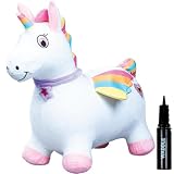 Waddle Plush Unicorn Animal Hopper for Kids Ages 2+, Inflatable Hopping Toy with Soft Washable Cover & Hand Pump, Bouncy Ride On Unicorn Hopper for Toddlers, Indoor/Outdoor Active Play