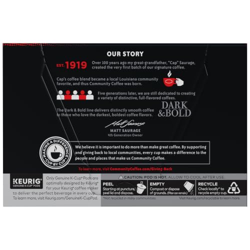 Image of Community Coffee Dark & Bold Intense Blend, Dark Roast Kcup Pods, 10 Count (Pack of 1)