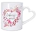 vanVerden Filiżanka z uchwytem w kształcie serca - Lieblingsmensch - kwiaty serce różowy pomarańczowy akwarela styl - miłość - obustronny nadruk - pomysł na prezent filiżanka do kawy, kolor: biały