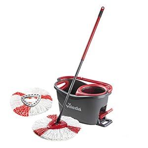 Vileda Turbo Microfibre Mop and Bucket Set with Extra 2-in-1 Head Replacement, Spin Mop for Cleaning Floors, Set of 1x…