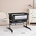 YADAQE Baby Cradle, Freestanding Bedside Bassinet, 3-in-1 Convertible Bassinet with 360° Swivel Wheels, 2026 New Model Adjustable, Easy-Fold Portable Neutral Baby Newborn Bassinet (Dark Gray)