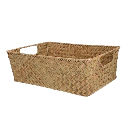 Garneck Kitchen Storage Box Cube Shelf Storage Bins Wicker Laundry Basket with Lid Wicker Log Basket Tin Pantry Bread Storage Container Blanket Basket Woven Baskets Hamper Snack Mat Grass