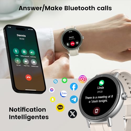 Image of Cillso Smart Watches for Women, 1.27 inch HD Fitness Tracker with Bluetooth Calls(Answer&Make) IP68 Waterproof Smartwatch Compatible iOS /Android, 100+ Sport Modes Heart Rate /Sleep Monitor Pedometer White