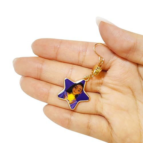 Disney Jewelry: 2 Disney Wish Hypoallergenic Earrings for Girls (1 Star Stud Earrings & 1 Fishhook Drop) Earring Sets with Charms One Size Fits All Girls Earrings, Disney Accessories for Girls Ages 4+3