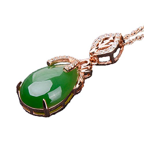 Collier en Argent 925 avec Jade Hetian pour femmes et pendentif jaspe authentique