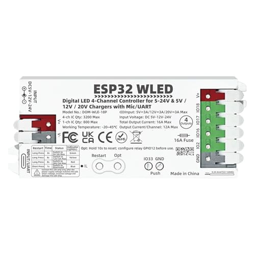 Dimmer LED ESP32 WLED avec contr&ocirc;le vocal pour variateur de lumi&egrave;re RGB IC