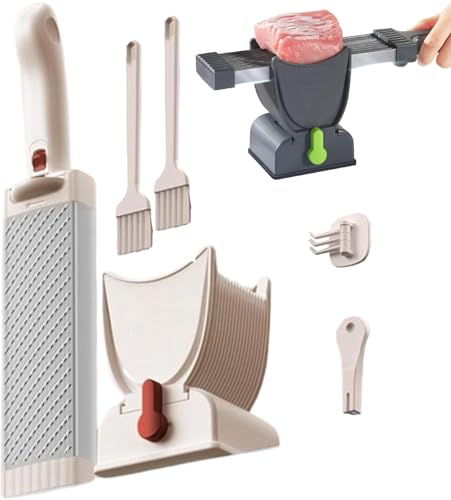 Stainless Steel Meat Slicer and Cleaver Set for Home Kitchen, Manual Food Cutter for Meat Cutting, Shredding, BBQ, and Hot Pot Cooking