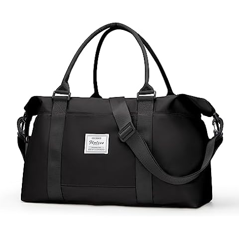 Weekender Bags for Women,Personal Item Travel Bag,Overnight Bag Gym Bag with Wet Pocket & Trolley Sleeve,Carry On Travel Tote Bag Duffel Bag,Black Cover