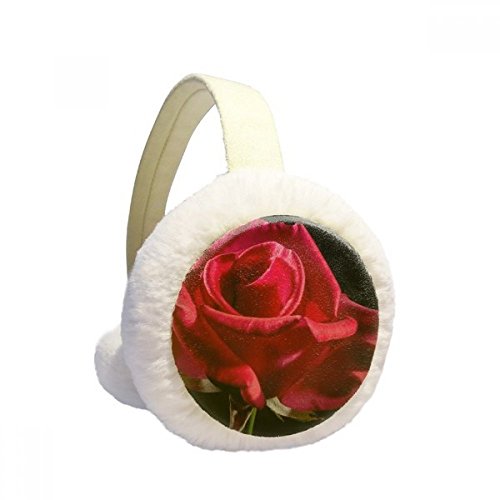Calentadores de orejas rosas rojas para invierno orejeras oscuras de felpa plegables DIYthinker
