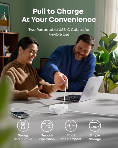 Anker Nano Charging Station, 7-in-1 USB-C Power Strip for iPhone 16, 2.3 ft Anker InstaCord Retractable Cable, 3 USB-C, 1 USB-A, 3 AC, 100W Desktop Fast Charging for MacBook, Home, Office(Non-Battery) image 4