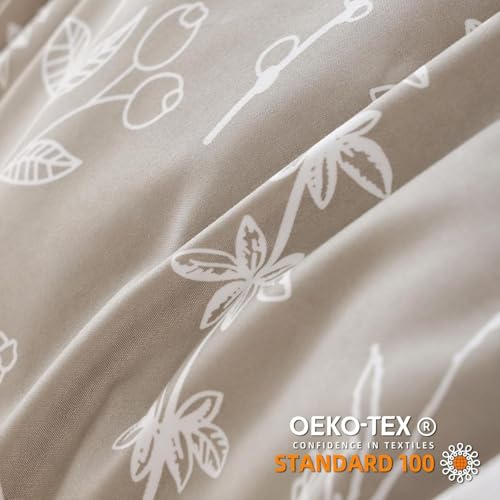 Tospass Bettwäsche 135x200 4teilig Khaki Blumen Pflanzen Bettwäsche Set – Ansicht 5