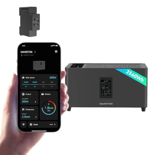 Marstek Jupiter C Plus Balkonkraftwerk mit Speicher & Wechselrichter 0% MwSt 2.56kWh LFP-Akku App-Steuerung 4 MPPT 2.4kW PV-Eingangsleistung/800W On-Grid-Ausgang IP65 Plug&Play