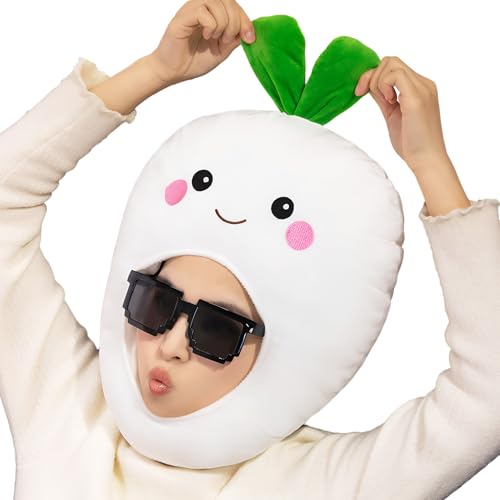 Générique Déguisement Tête Fruitée - Déguisement Radis Blanc pour Costume | Accessoires Photo - Pour Anniversaire Carnaval Célébrations Festives et Soirées à Thème