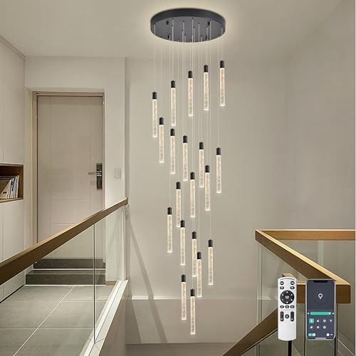 Image of 20-Lights Bubble Crystal Chandelier for Entryway High Ceiling,Black