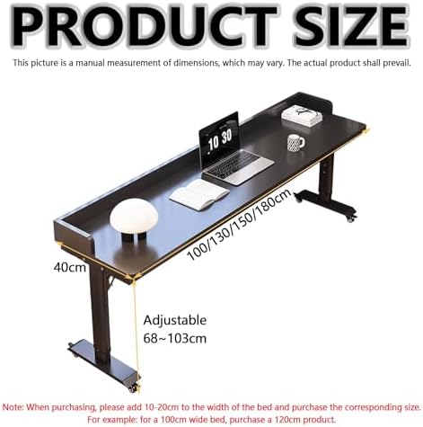 Adjustable Height Rolling Overbed Table for Laptop, Mobile Bed Desk with Wheels & Baffles, Ideal for Home, Hospital & Bedroom Use, Portable Workstation.
