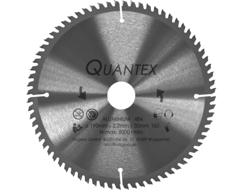 Kreissägeblatt Aluminium Kunststoff NE-Metalle Ø 190mm x 30mm HM 60 Zähne - Diamantschliff - inkl. 4 Reduzierringen.