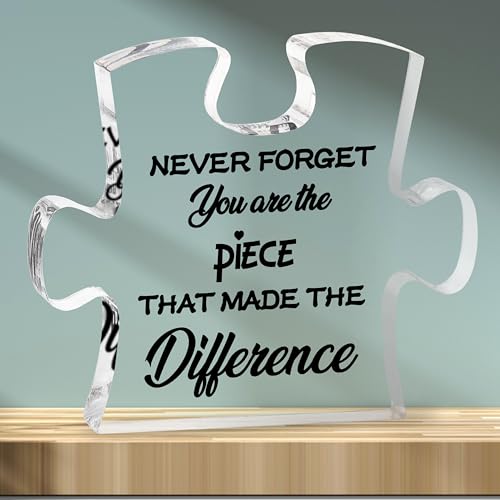 Puzzle Piece Acrylic Plaque - Leaving Gift for Teachers, Colleagues, Nurses and Friends - Retirement Thank You Present for Men and Women