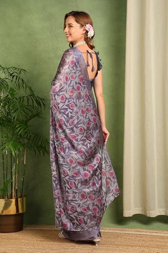 Image of MIRCHI FASHION Women Saree Floral Printed Chiffon | Breathable Lightweight Summer Sari for Office and Daily Use with Unstitched Blouse (Available in 20 Styles)