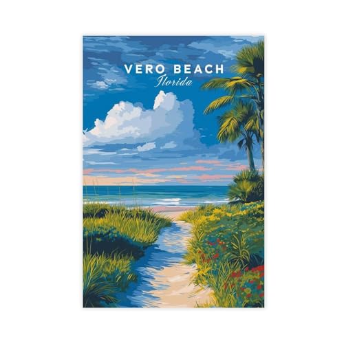 Vero Beach Poster sur toile pour chambre à coucher, bureau, chambre, cadeau 20 x 30 cm
