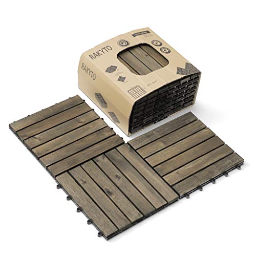 Hard Wood Interlocking Flooring Tiles (Pack of 10