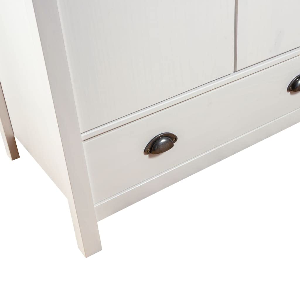 Möbelset 3-türig Kleiderschrank Hügel weiß 127x50x170 cm Kiefer massiv