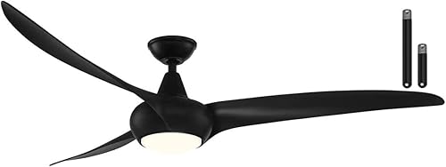 Minka Aire F848-CL - Ventilador de techo de perfil bajo con luz LED de 65 pulgadas, color negro, con control remoto y varilla descendente de 3.5