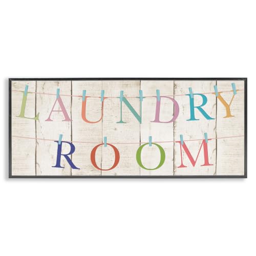 Laundry Room Clothespin Plank Pattern, 10 x 24 Inch Framed Giclée Print