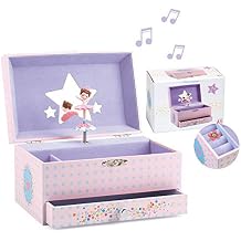 DJECO Musical Jewelry Box for Kids - Treasure Boxes Ballerinas Tune - Storage for Necklace, Bracelets, Rings, Earrings, Small Toys, Decorations, Keepsake & Trinkets - Safe for Ages 3+ Boys & Girls