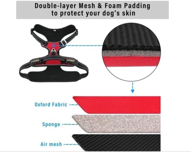 Miniatura 4 de Arnés ajustable reflectante sin tirones para perros pequeños, medianos y grandes, ideal para entrenamiento, caminar, correr, senderismo, múltiples