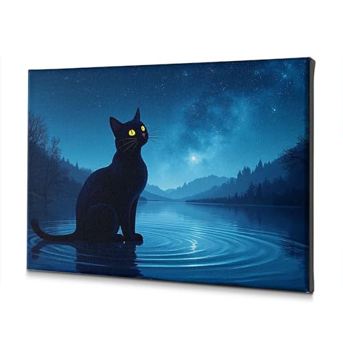 Toile shabby chic chat noir pour transformer les murs vides de votre salle de bain