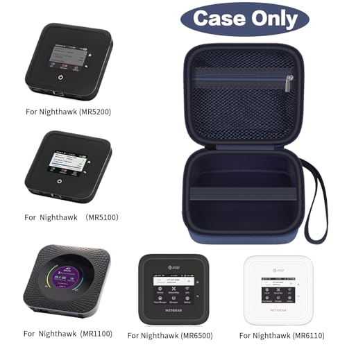 Image of Travel Router Case Compatible with NETGEAR Nighthawk M7 Pro / M6 M6 Pro MR6150 6500 / M5 5G MR5200 5100 / M1 M2 Mobile Hotspot. WiFi Router Storage Carrying Holder with Mesh Pocket (Box Only) (Blue)