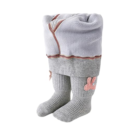 Newborn Baby Girl Fleece Lined Tights Toddler Kids Winter Thick Warm Knitted Leggings Rabbit Graphic Footed Pantyhose