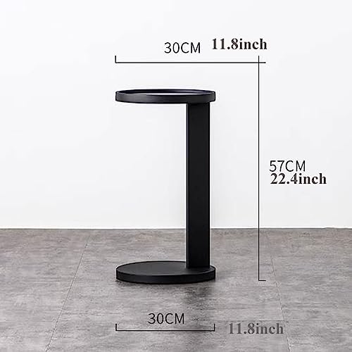 Table basse ronde en forme de C dorée pour canapé et lit