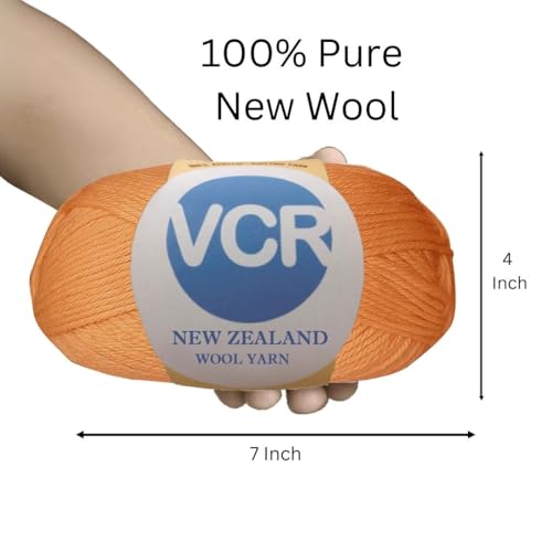 Image of VCR Burnt Orange Chunky Wool Yarn, 100 Grams, Hank, 196 Meters, 100% New Zealand Wool Knitting Yarn, Soft Crosia Thread Suitable for Baby Blankets & Booties Pack of 1
