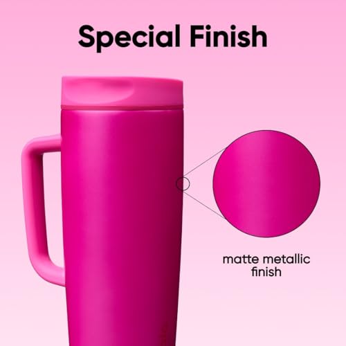 Image of Owala SmoothSip Slider Stainless Steel Insulated Travel Mug with Handle, 100% Leak Proof, For Hot and Cold Drinks, Travel Friendly with Sliding Lock Lid, 24 oz, BPA Free, Leak Proof, Read My Lips