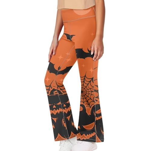 Image of Girls Leggings Floral Print High-Waisted Flared Pants 5-14 Years