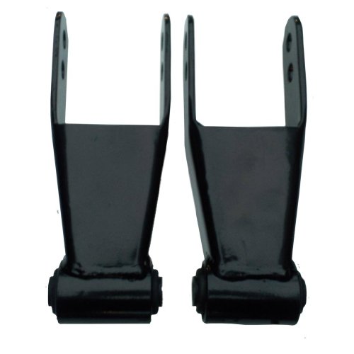 QSA 1" / 2" Adjustable Rear Lowering Drop Shackles (w/OEM Style No-Squeak Bushings) Compatible with Ford F-100 Pickups (excludes Flex-o-Matic models)