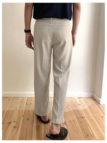 GORGLITTER Men's Pleated Dress Pants High Waisted Work Office Business Tapered Suit Pants with Pockets2