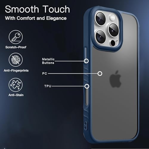 Image of KARWAN️ Shockproof Back Case Cover for iPhone 16 Pro Max | Camera Protection Bump |Shockproof Back Case Cover for iPhone 16 Pro Max - Blue