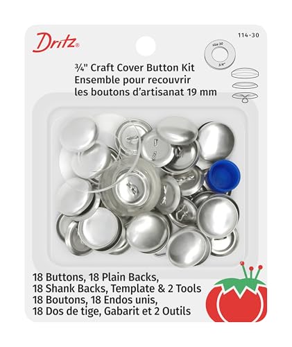 Dritz 114-30 Craft Cover Button Kit with Tools, Size 30 - 3/4-Inch, 18-Sets - image 1