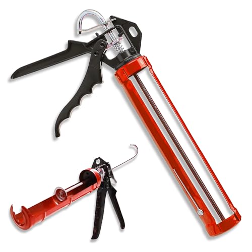 AIBULO Heavy Duty Caulking Gun – 2 Pack (310ml Each) | Professional Sealant & Silicone Guns with Comfort Grip & Swivel Barrel | Industrial Red Caulking Guns