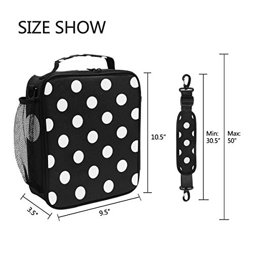 Senya Insulated Lunch Box Polka Dot Black Large Lunch Bag Warmer Cooler Meal Prep Lunch Tote With Shoulder Strap For Women Boys Girls #TOP4