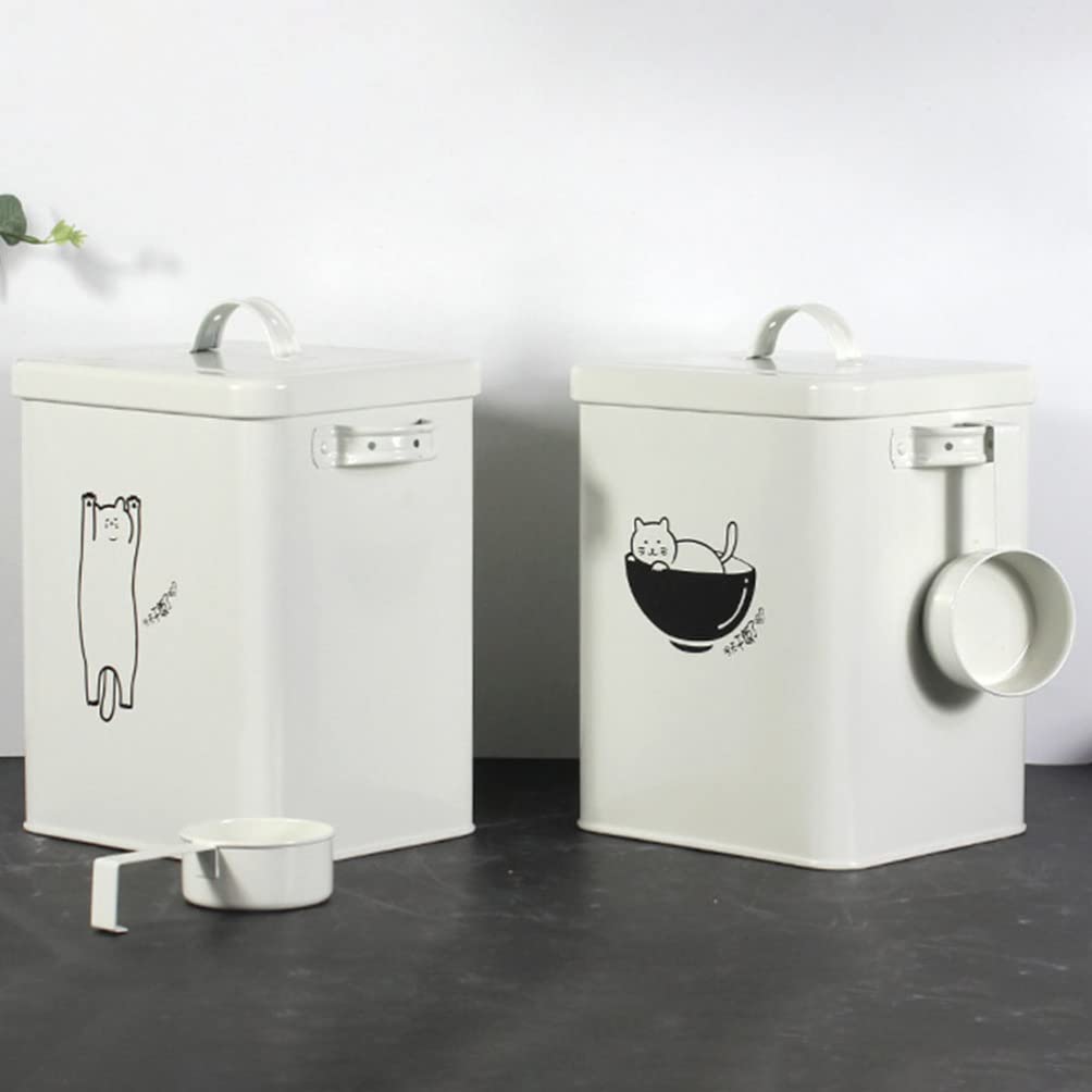 Cabilock Futterbox Metall Vorratsdosen Hundefutter Behälter mit Deckel und Schaufel Futtertonne Waschpulver Box Vorratsbehälter Aufbewahrungsdose für Küche Zuhause Lebensmittel