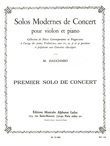 SOLO MODERNE DE CONCERT N01 UT MAJEUR (1ERE POSITION) VIOLON ET PIANO