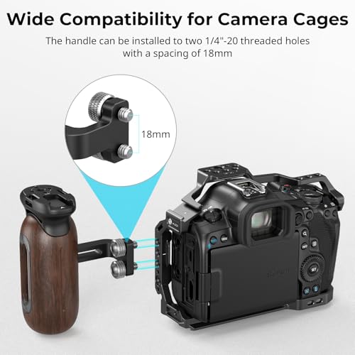 Image of SmallRig Wooden Side Handle for Camera Cages with 1 /4 inch-20 Threaded Holes, Left or Right Side Ergonomic Handgrip, 28mm / 1.1in Vertical Adjustment, 15kg / 33.1lb Load Capacity