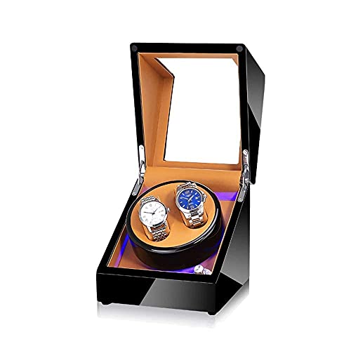 Estuche automático para relojes dobles con motor súper tranquilo y estética negra de lujo