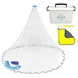 KescherAb Cast Net 3ft-8ft Radius American Monofilament Fishing Net 3/8 Mesh Fish Throw Net for Bait Trap, Casting Net with Heavy Duty Sinker, Professional Grade Saltwater Bait Fish